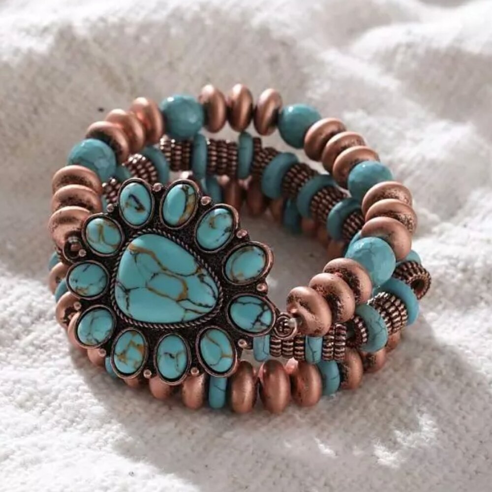 Copper and Turqoise STERLING & STITCH Bracelet